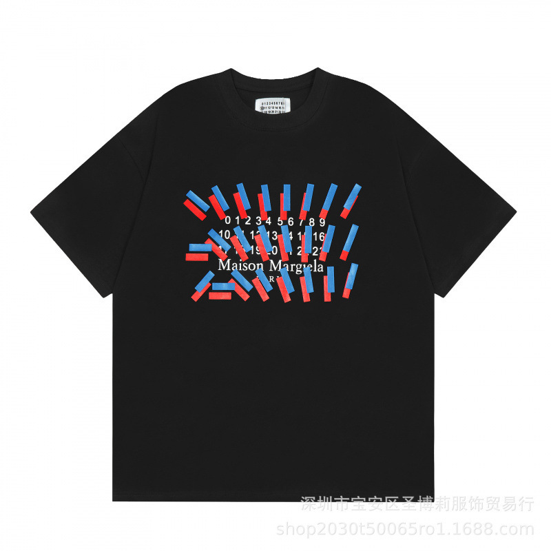 クロスボーダー メゾン マルジェラ マルジェラ デジタル プリント MM6 ピュアコットン 高品質 メンズ Tシャツ レディース 半袖 トレンド|undefined