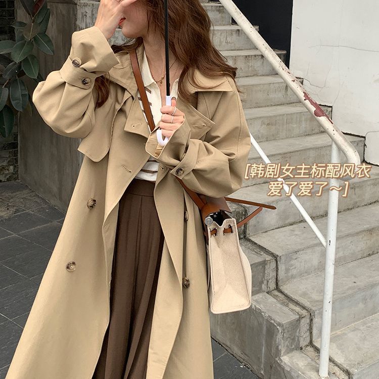 高级感气质风衣女2025春秋季宽松双排扣小个子中长款大衣百搭外套|undefined