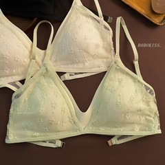 蕾丝大U美背蕾丝磁吸内衣薄款小胸聚拢三角杯无钢圈文胸罩