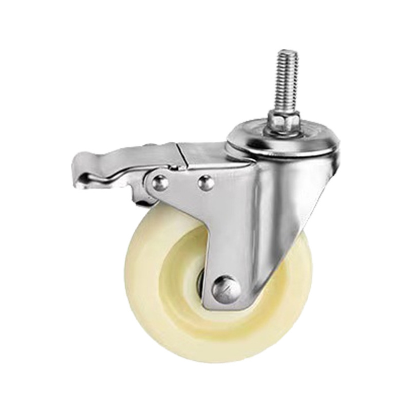 Stainless Steel Casters Industrial Flatbed Trolley Shelf Universal Wheels with Brake Medium-Sized 304 Stainless Steel Casters