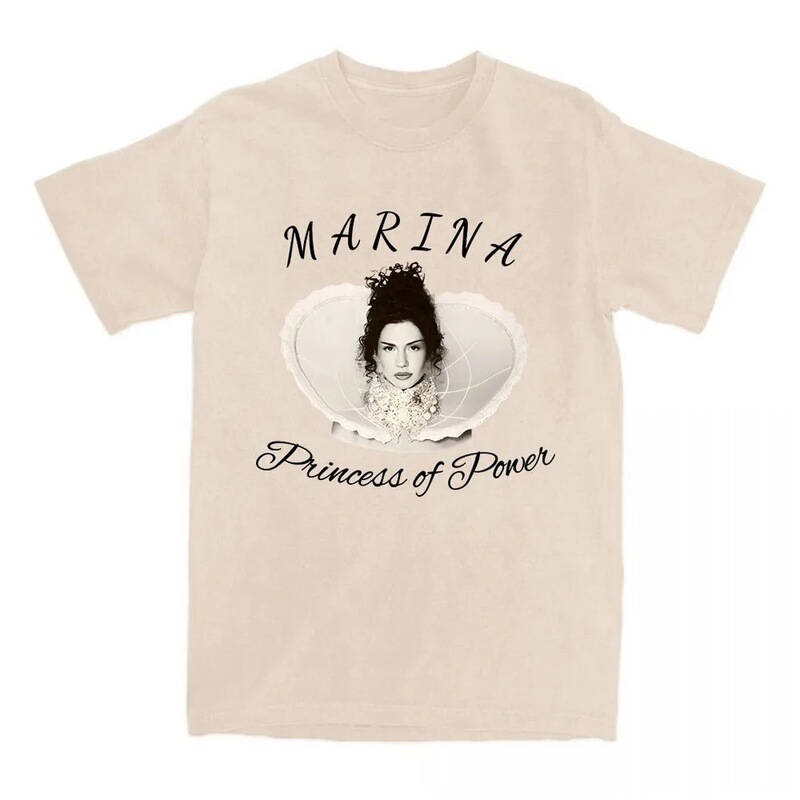 Princess Marina's Power Album T-Shirt Summer Short Sleeve Cotton T-Shirt Women's Casual Singer Graphic Print T-Shirt Princess Marina's Power Album T-Shirt Summer Short Sleeve Cotton T-Shirt Women's Casual Singer Graphic Print T-Shirt