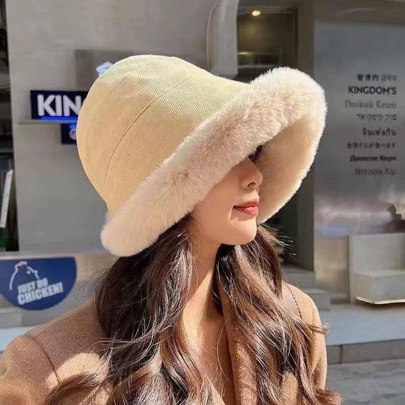 冬季男女款毛绒渔夫帽子保暖加绒加厚蒙古帽百搭防寒毛茸茸堆堆帽|undefined