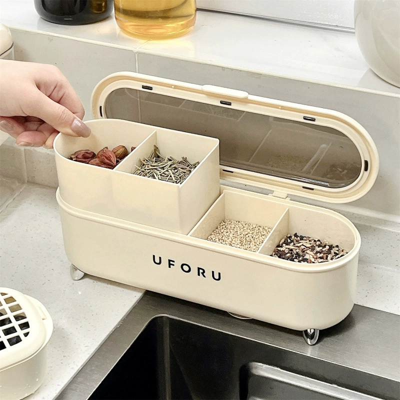 Коробка для приправ, бытовая кухонная банка для приправ, влагостойкая коробка для хранения соли, глутамата натрия, перца, специй, многосеточная встроенная коробка для приправ