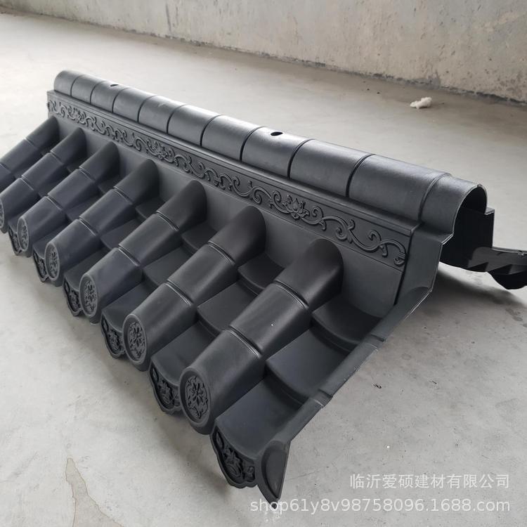 厂家直供双面围墙瓦临沂爱硕仿古屋檐古建筑门头灰色装饰瓦