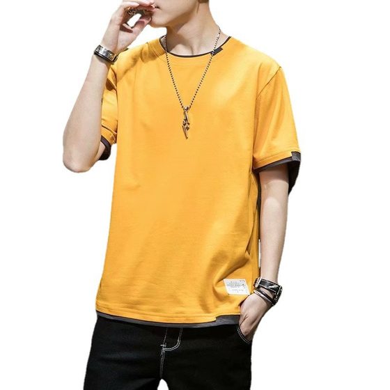 Men's Short-sleeved T-shirt Casual Half-sleeved Summer Youth Loose Top Men's New Style Instagram Popular Brand Summer Short-sleeved Men