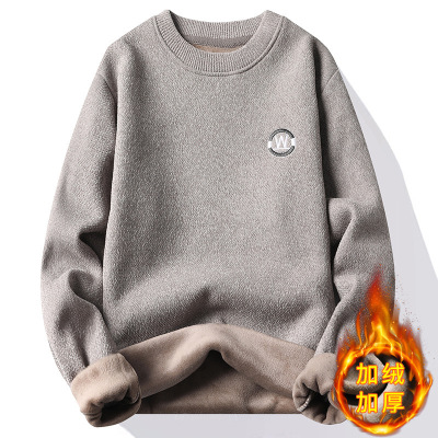 Autumn and winter Plush T-shirts sweater man new pattern Sweater Simplicity thickening Self cultivation Base coat Teenagers Sweater