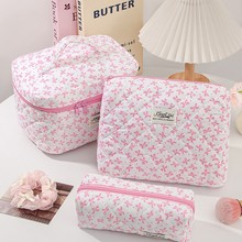 跨境专供粉色蝴蝶结化妆包三件套大容量化妆收纳包便携手提包包女