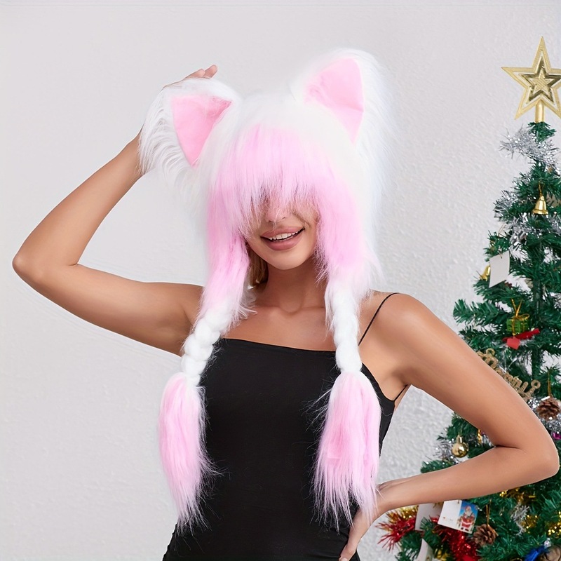 ワンピースかわいい猫帽子ぬいぐるみ耳暖めビーニー適切なクロスボーダー|undefined
