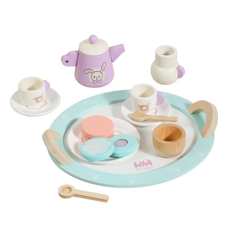 Juego de té para niños combinación niños y niñas jugar casa juguete de madera simulación tetera taza de té juego de té de la tarde traje