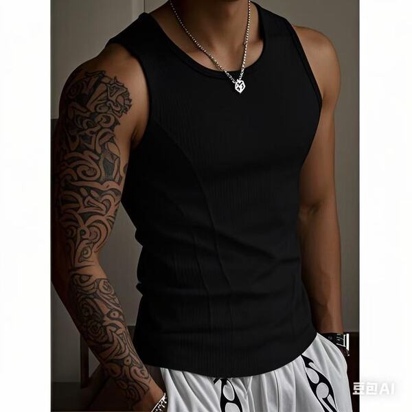 American Style Stitching I-shaped Vest Summer Men's Tight Sports Fitness Thick Thread High Training Elastic Sweat Absorbing Breathable