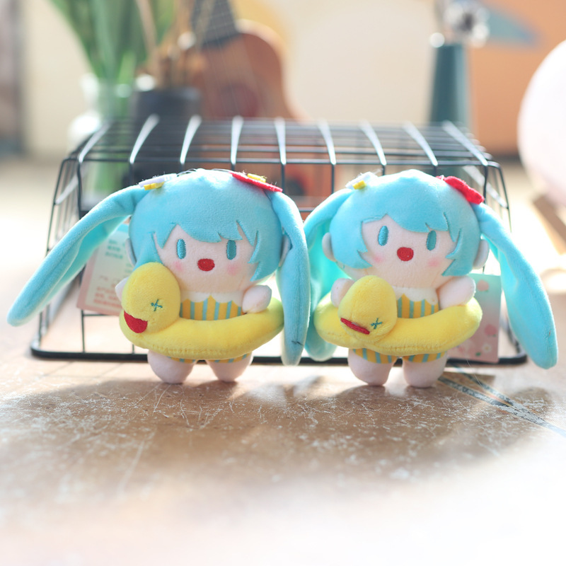 ネット赤かわいい萌え水泳圏初音ミクストラップぬいぐるみ公仔バッグ掛けキーホルダー人形人形|undefined