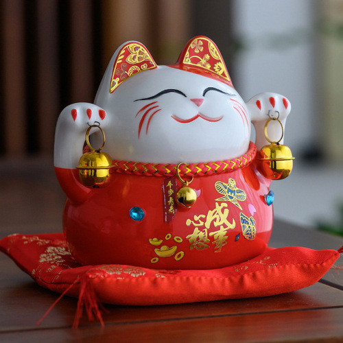 Small lucky cat figurine store opening gift activity gift ceramic money bank decoration souvenir gift manufacturer