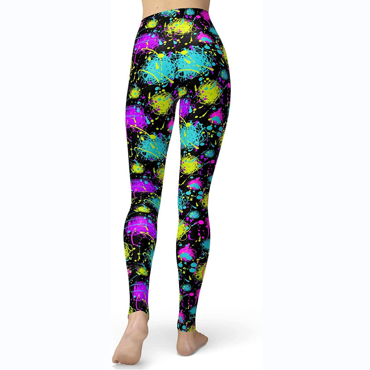 Abbigliamento da donna multicolore stampato slim fit fianchi sollevamento snellente grandi dimensioni corsa yoga fitness leggings_voghion.com