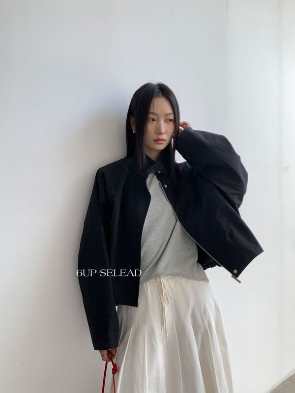 6UP秋韩系极简立领棉夹克拉链外套女13行2025新款穿搭高级感50031|undefined