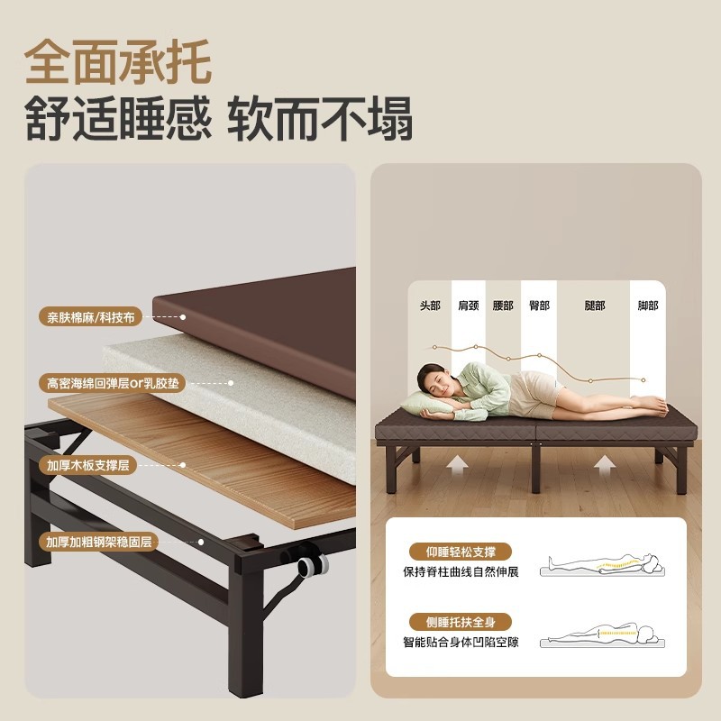 Cama plegable Cama individual Hotel familiar para adultos Cama supletoria pausa para el almuerzo Cama para la siesta Niñera confinamiento para acompañar a los huéspedes Cama temporal