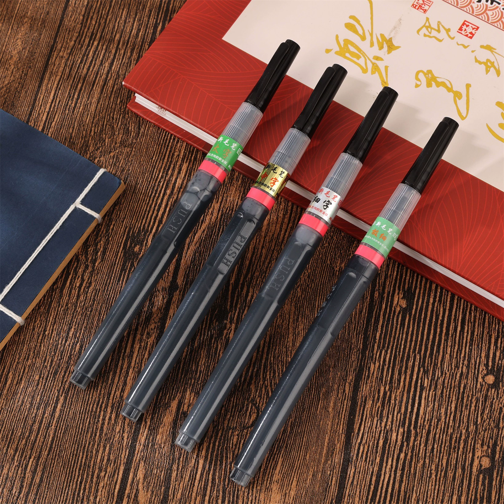 Soft writing brush pen refillable, calligraphy & fine-liner, multiple tip sizes (ink sac)