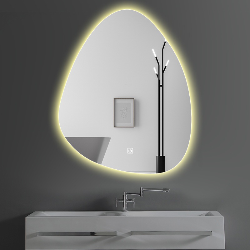 Espejo de baño inteligente simple inodoro espejo luminoso inodoro irregular espejo de gota de agua heterogéneo colgando pared LED