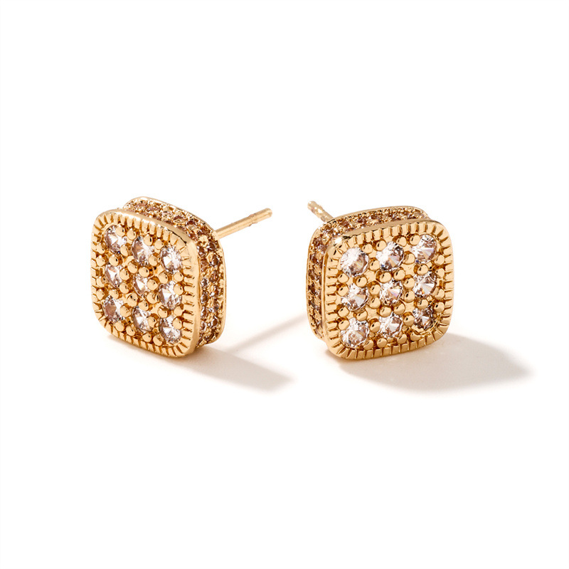 Pendientes de botón con circonita y perla para mujer elegantes_voghion.com