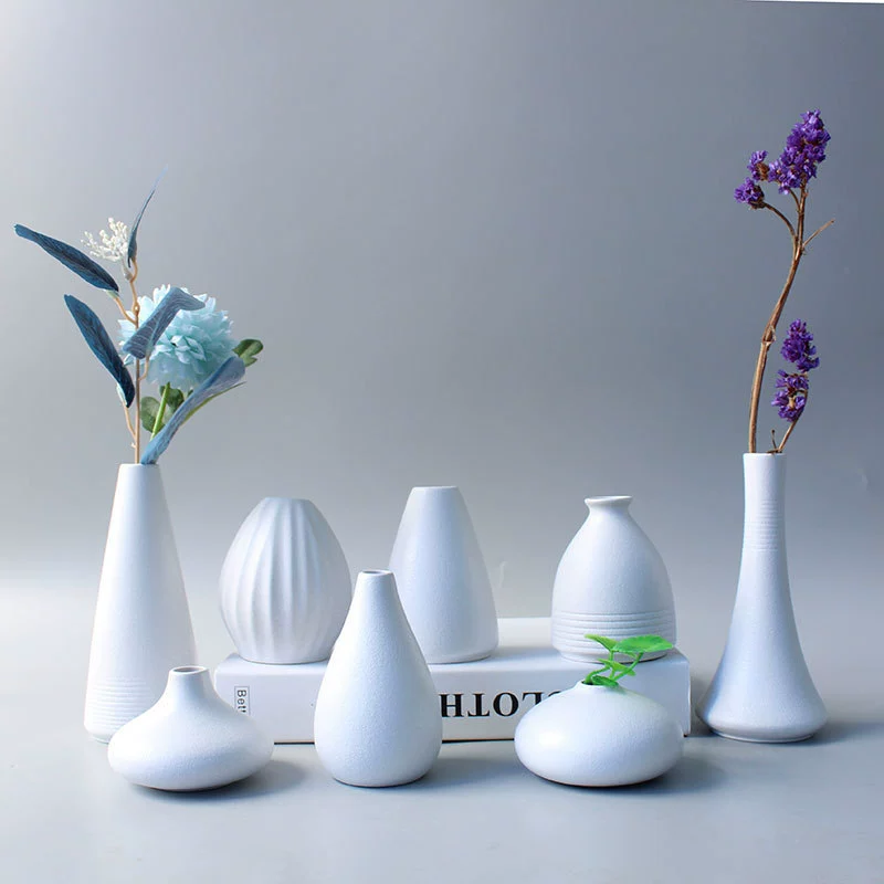 Белая винтажная матовая керамическая ваза в японском стиле простое украшение для офиса и гостиной украшение дома ваза для сухих цветов
