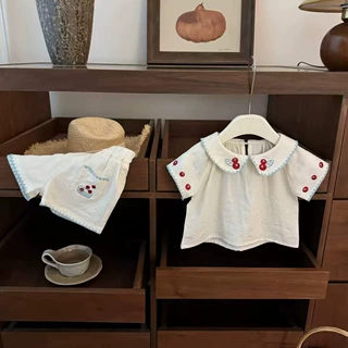 女宝宝可爱娃娃领刺绣套装2026夏季短袖短裤两件套甜美洋气外出服