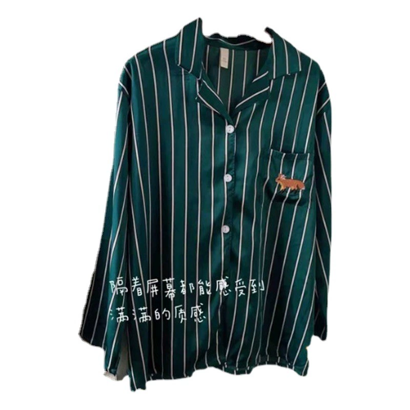 2025 весенне-осенние пижамы из ледяного шелка в полоску, повседневная высококачественная тонкая клетчатая свободная эластичная домашняя одежда для пар для мужчин и женщин