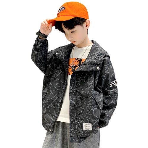 Children's Spring and Autumn Style 2024 New Arrival Medium and Large Youth Korean Version Windbreaker Spring Outfit Kids Casual Jacket Trendy Children's Clothing