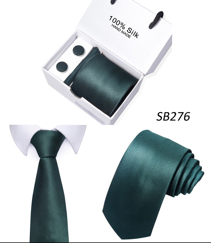 Set di scatole regalo nere da uomo, con sciarpa quadrata a righe, cravatta e cravatta nera_voghion.com