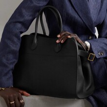 TheRow手提托特包Margaux10/15单肩真牛皮麂皮荔枝纹通勤大容量