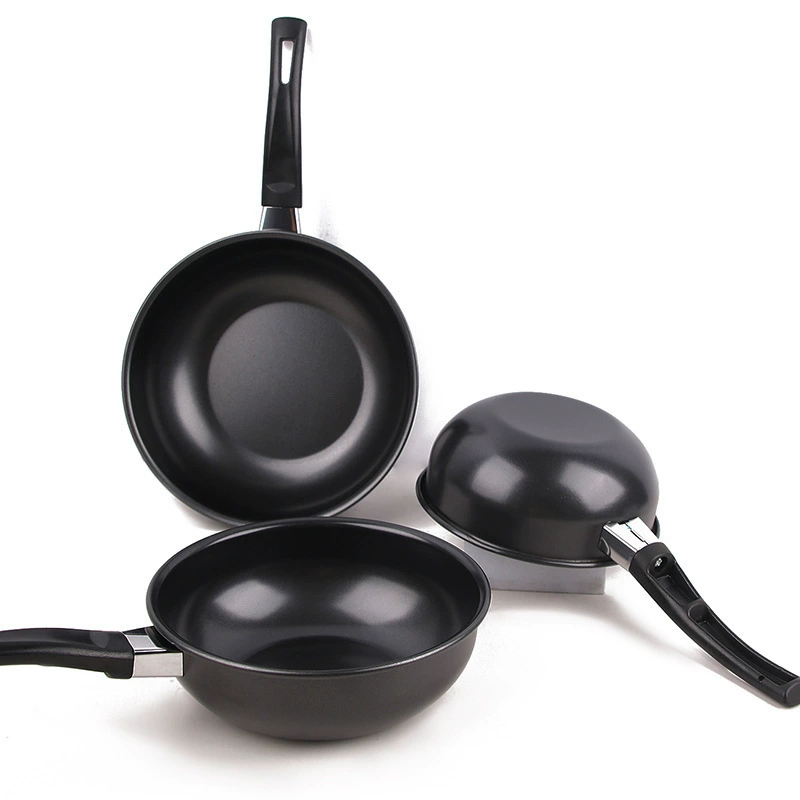 Нескользящая сковорода глубокая, 14–28 см, Egg Pan с ручкой (Black/Coffee), лёгкий вес 0.185 кг