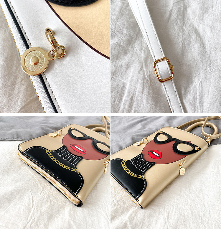 345g Weight Cotton Lining Material Sewing Thread Fashion Element Zipper Closure Type Single Shoulder Strap Strap Type Crossbody Bag Bags Type Casual, Shopping Occasion Pu Leather Material Human Pattern All Seasons Season Women's Gender Streetwear Style Square Shape Medium Size Women's Medium Pu Leather Human Streetwear Sewing Thread Square Zipper Crossbody Bag 55