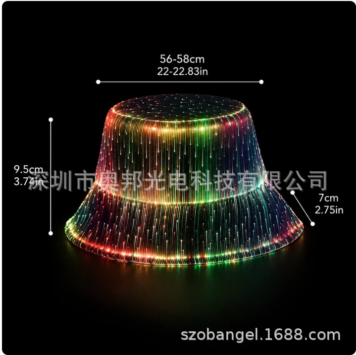 Light-Up Fisherman Hat LED Fiber Optic Party Bar Rechargeable Long-Lasting Battery Customizable Logo Colorful Flashing Fisherman Hat