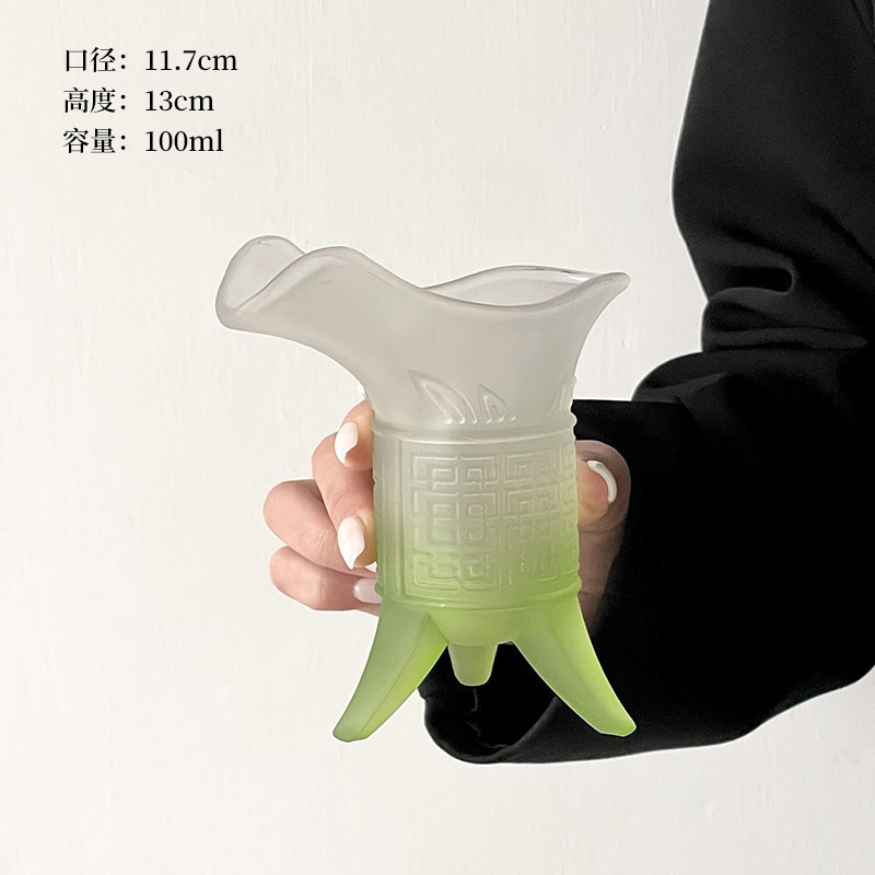 ins创意搞怪秦始皇奶茶杯玻璃杯帝王杯古代三足杯仿古爵杯酒杯子|undefined
