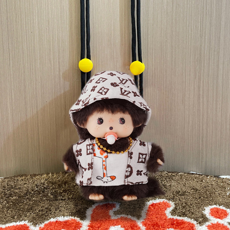 モンキーチェリー ぬいぐるみ かわいい 韓国風 クロスボディ 携帯電話バッククリップ 人形 携帯電話ケース ストラップ付き|undefined