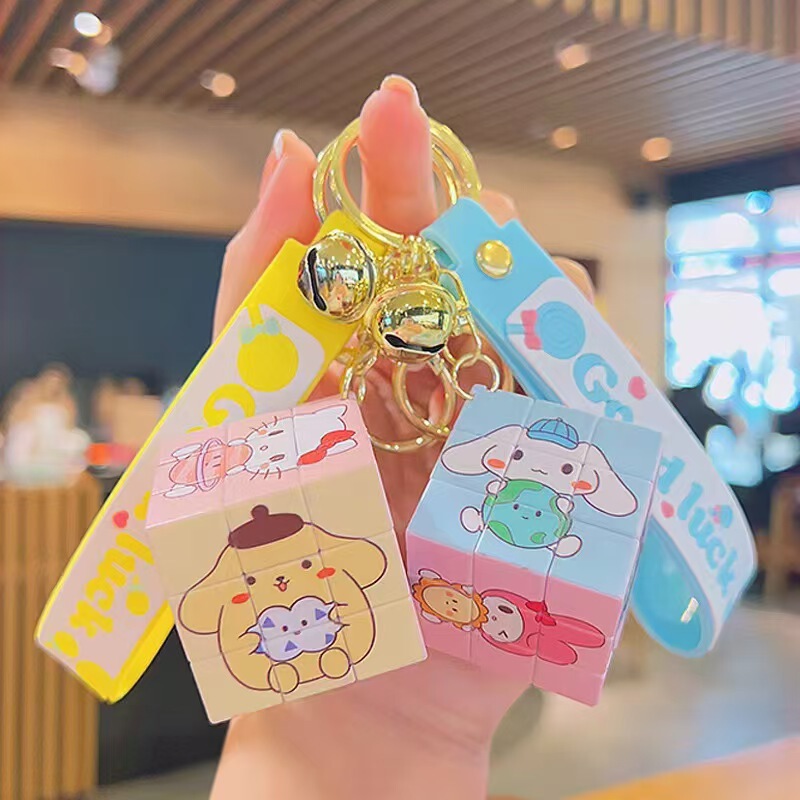 Cute Cartoon Sanrio Rubik's Cube Keychain Pendant for Men and Women Backpack Car Key Chain Accessories Gift Silicone Cute Cartoon Sanrio Rubik's Cube Keychain Pendant for Men and Women Backpack Car Key Chain Accessories Gift Silicone