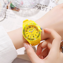 Children's exam watch for girls, boys, primary school students, waterproof imitation macaron, small fresh sports jelly candy color