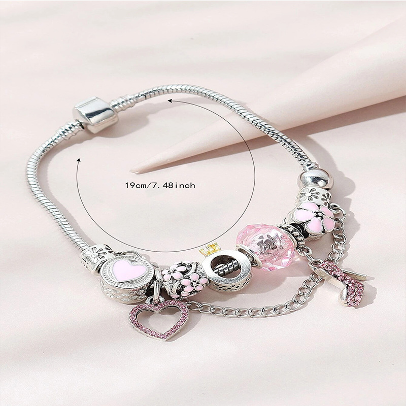 Panjia pulsera Dora DIY cuentas explosivas transfronterizas tacones altos colgantes bordados accesorios de pétalos de amor pulsera de cobre
