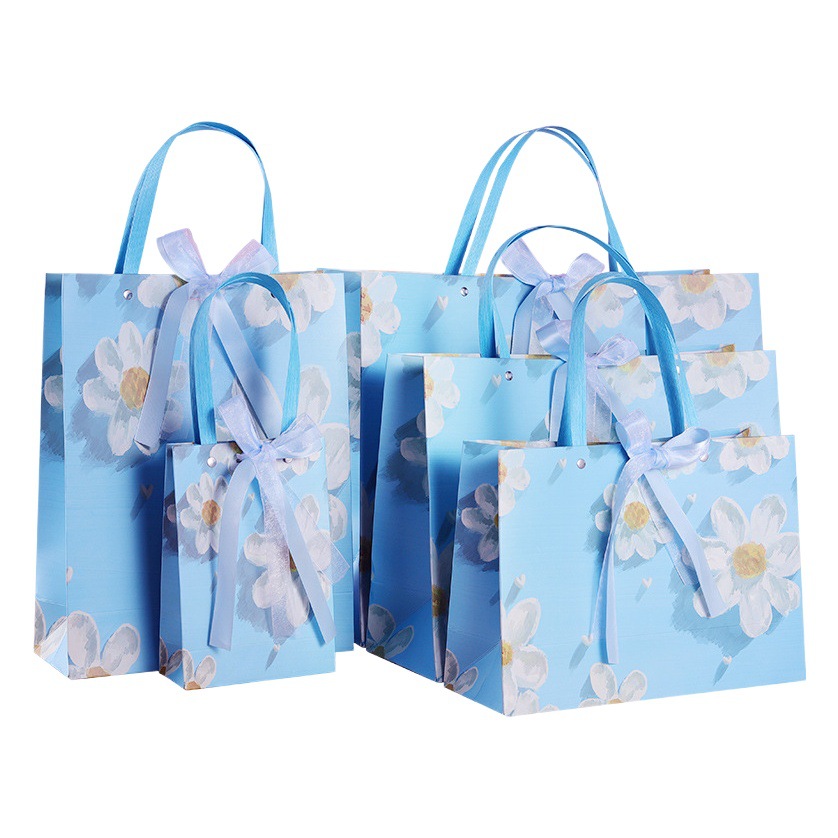 Elegante bolsa de regalo de crisantemo ins estilo Regalo de Cumpleaños bolsa de embalaje bolso de papel bolsa de regalo de mano horizontal bolsa de papel