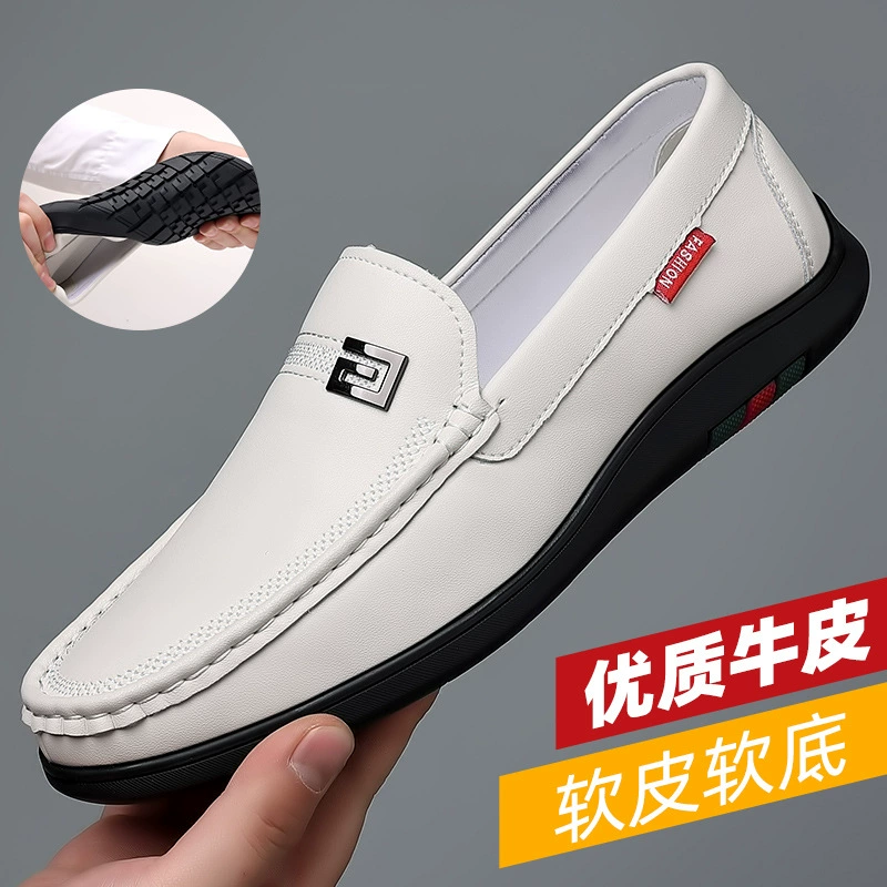 2022 Весна и осень новая мужская повседневная кожаная обувь мужская кожаная дышащая мягкая кожа с мягкой подошвой горох 6016