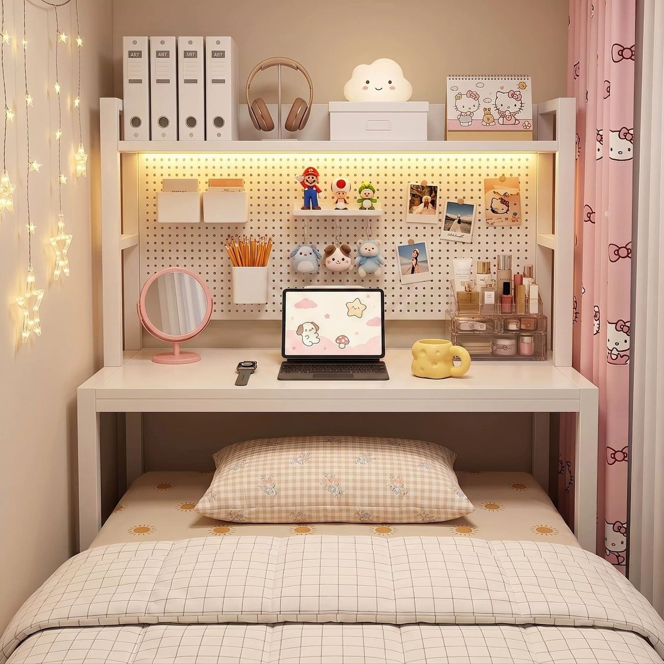 Dormitory Bed Table with Perforated Board, Suitable for Both Upper and Lower Bunk Beds, New Model, Freely Combinable, Multifunctional Folding Table