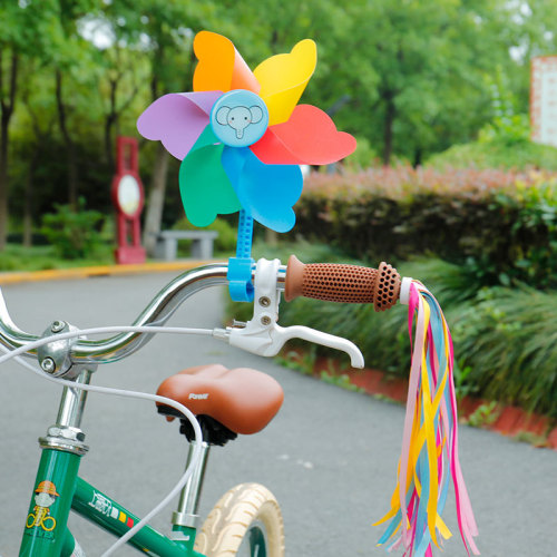 Children's bicycle decorative scooter rotating colorful small windmill with buckle tassel spike with riding handlebar accessories