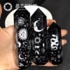 Obsidian snake bone silver color