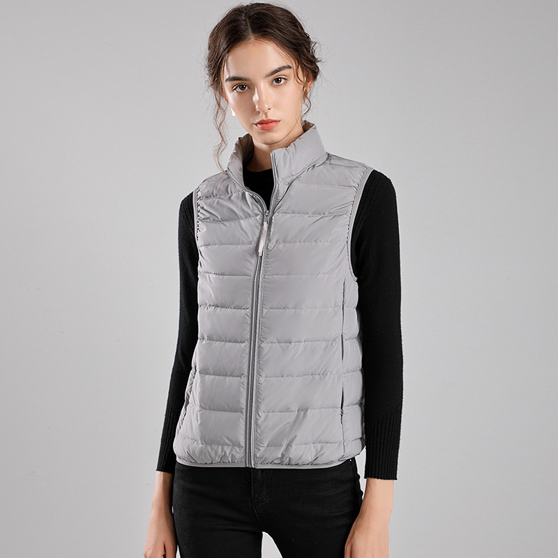 Nuevo chaleco de plumón ligero y delgado para mujeres corto collar delgado sin costuras en una chaqueta ligera de plumón revestimiento interior