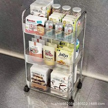 透明亚克力小推车置物架床头零食卧室落地移动多层化妆品收纳架子