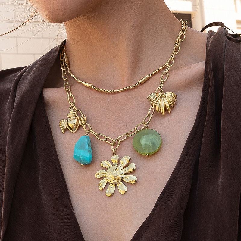 Tiana Europa y los Estados Unidos transfronterizos flores colgante collar colgante de sol universal nicho no desvanecer la cadena de clavícula para mujeres