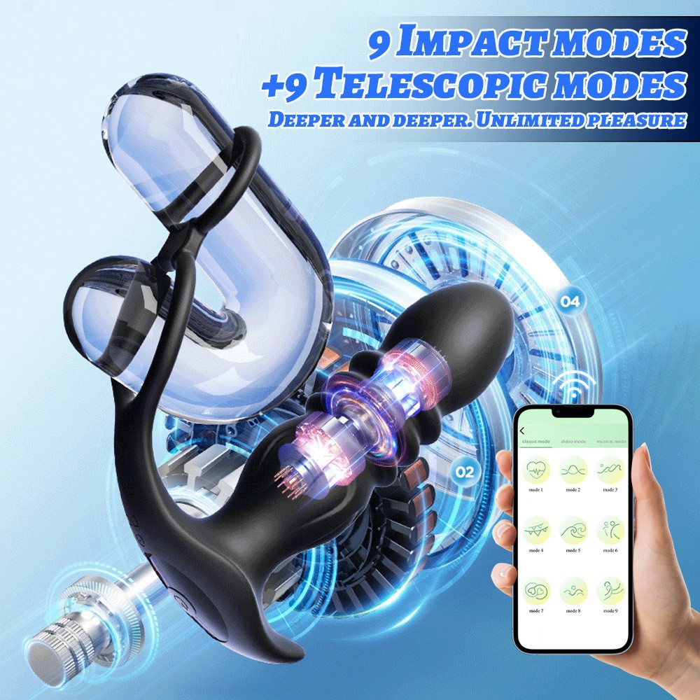 Masajeador de próstata telescópico con doble vibración y control por aplicación para masturbación masculina, tapón anal para adultos._voghion.com