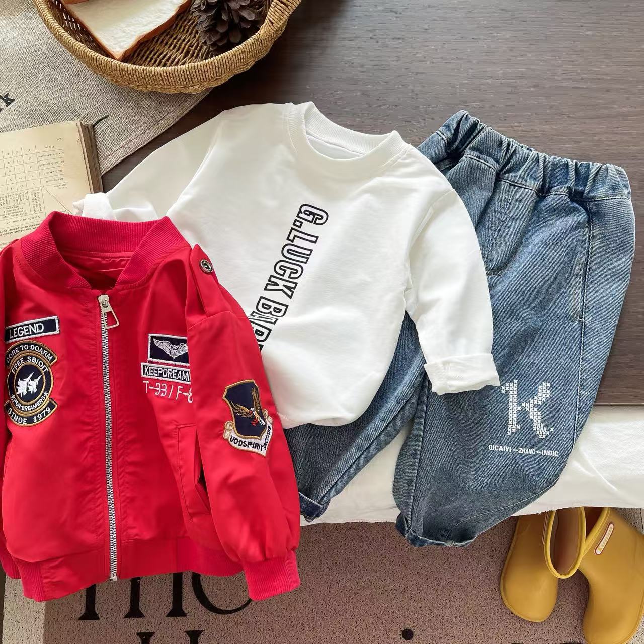 Ensemble trois pièces baseball élégant pour garçon printemps_voghion.com