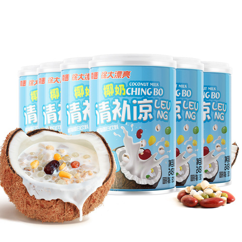 Southern China Xu's Beautiful and Refreshing Clear Bingtang Beverage, Hainan Specialty Coconut Milk Breakfast Coconut Juice Coconut Pomelo and Grain 6 Cans