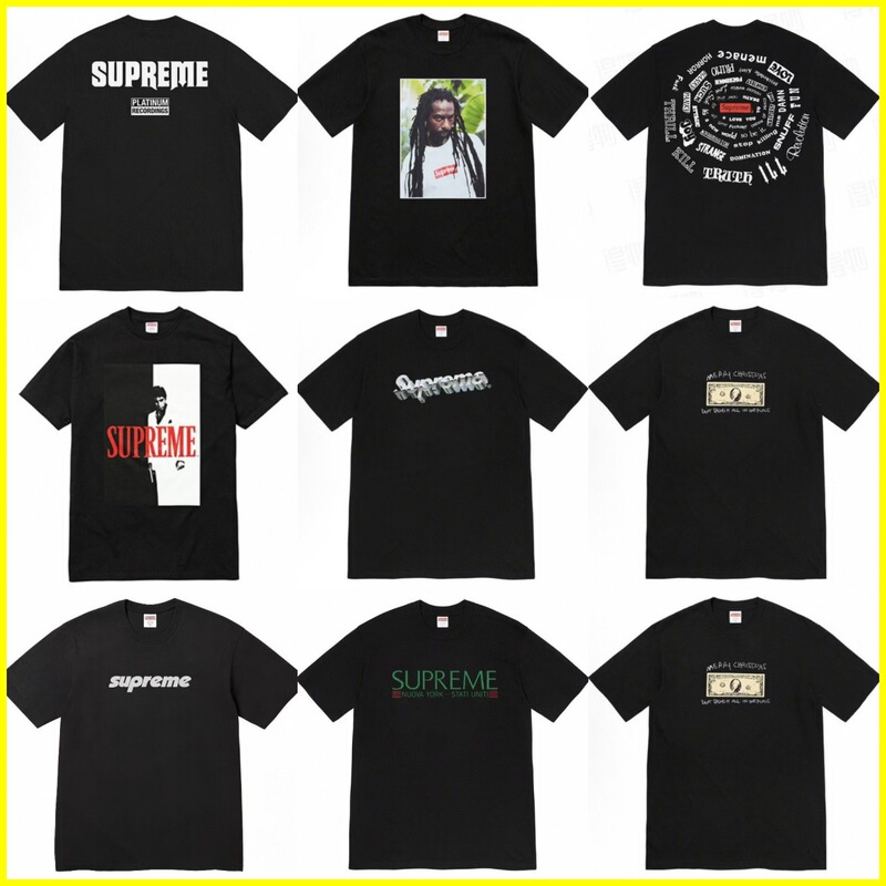 25ss RECORDS American Retro High Street Short Sleeve T-Shirt Beautiful Trendy Ins Top Unisex Patchwork Tee