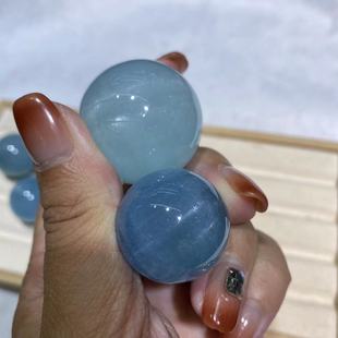 Natural Aquamarine Crystal Ball Ornaments Sparkling Aquamarine Cat Eye Aquamarine Factory Wholesale