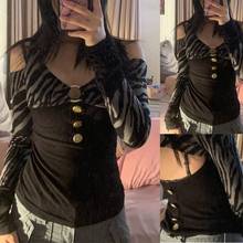 2023 striped long sleeve tshirt women striped print Tshirt跨